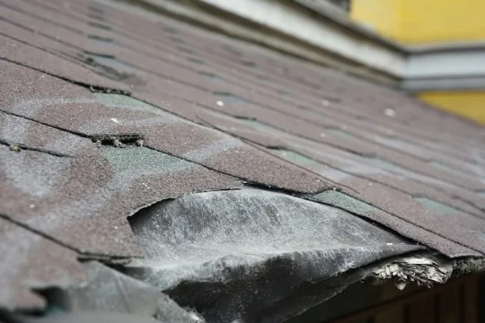 Curled and damaged shingles before replacement, Portland OR